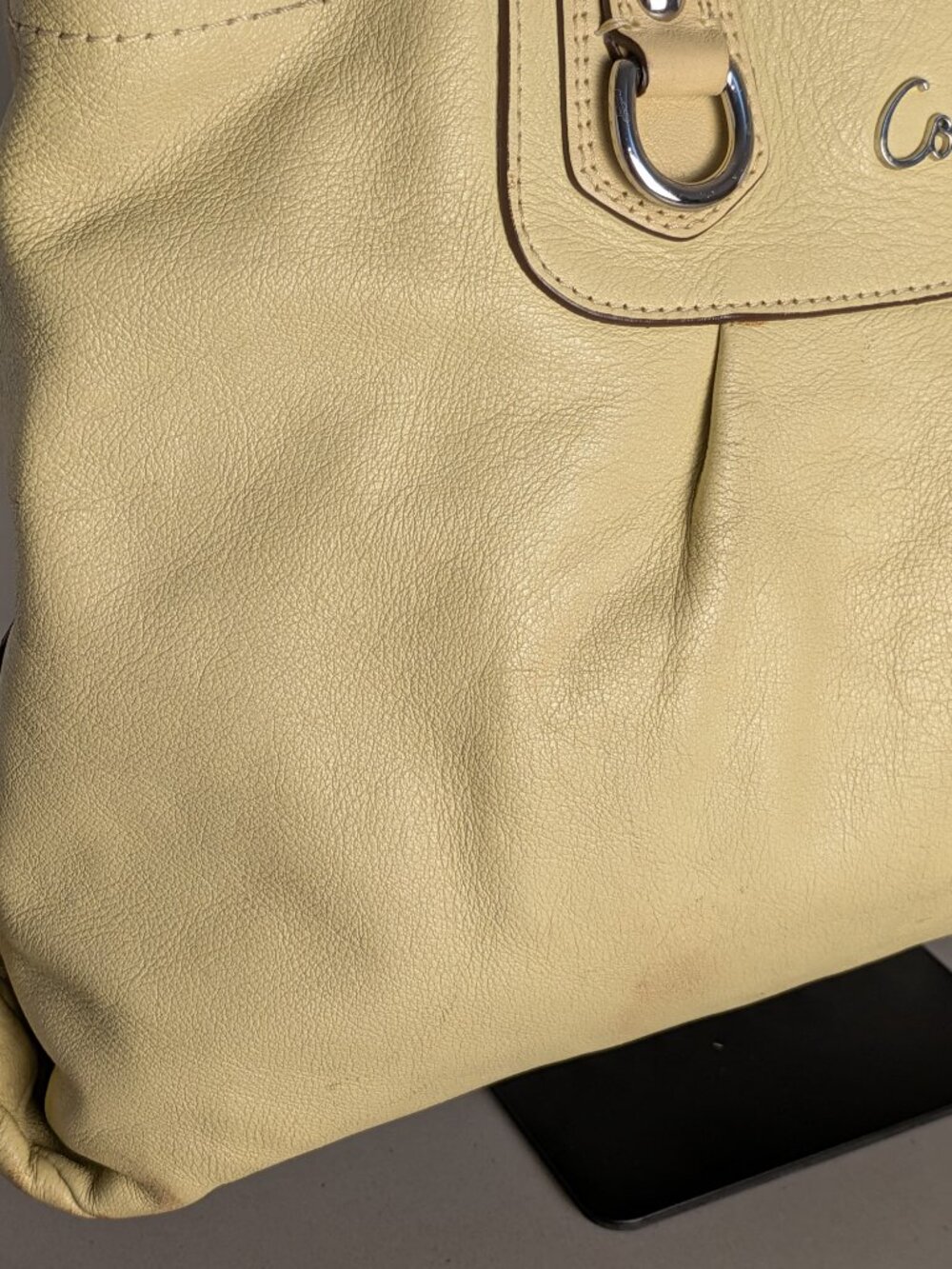 Women's Coach Ashley Carryall Purse Yellow Leather - Picture 2 of 15